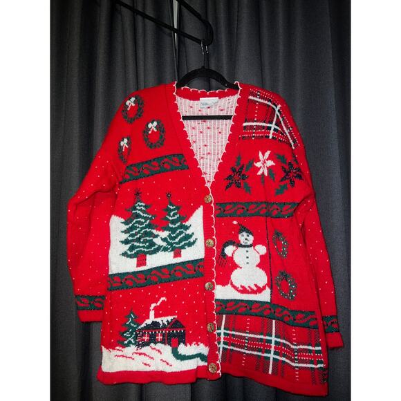 Ugly Christmas Sweater Xmas Cardigan Size Medium Vintage - Picture 1 of 3